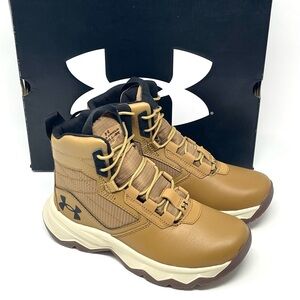 UNDER ARMOUR GS Stellar G2 6" Hiking Tactical Boots YOUTH SIZE 4Y Brown White